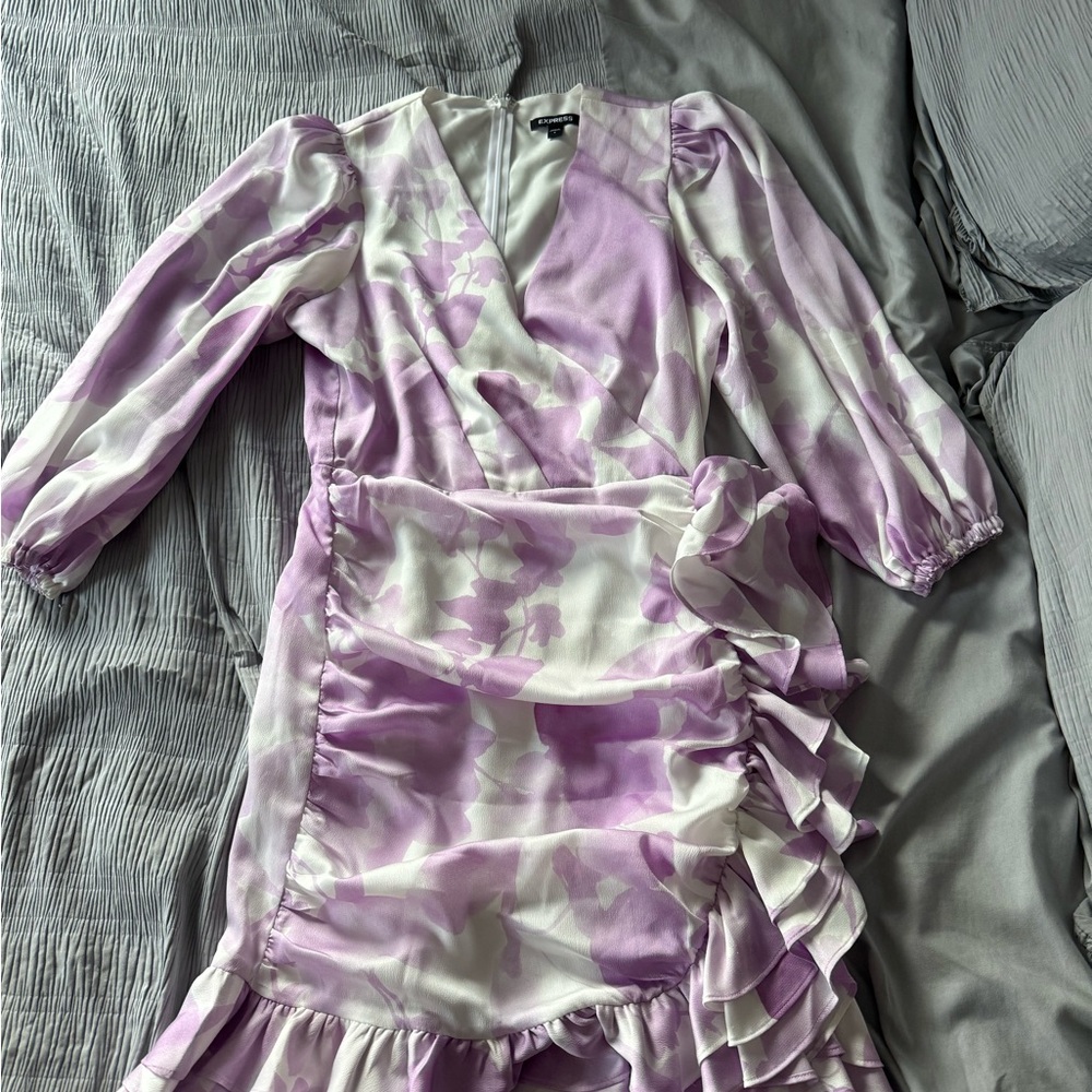 Purple and White Ruffle Dress